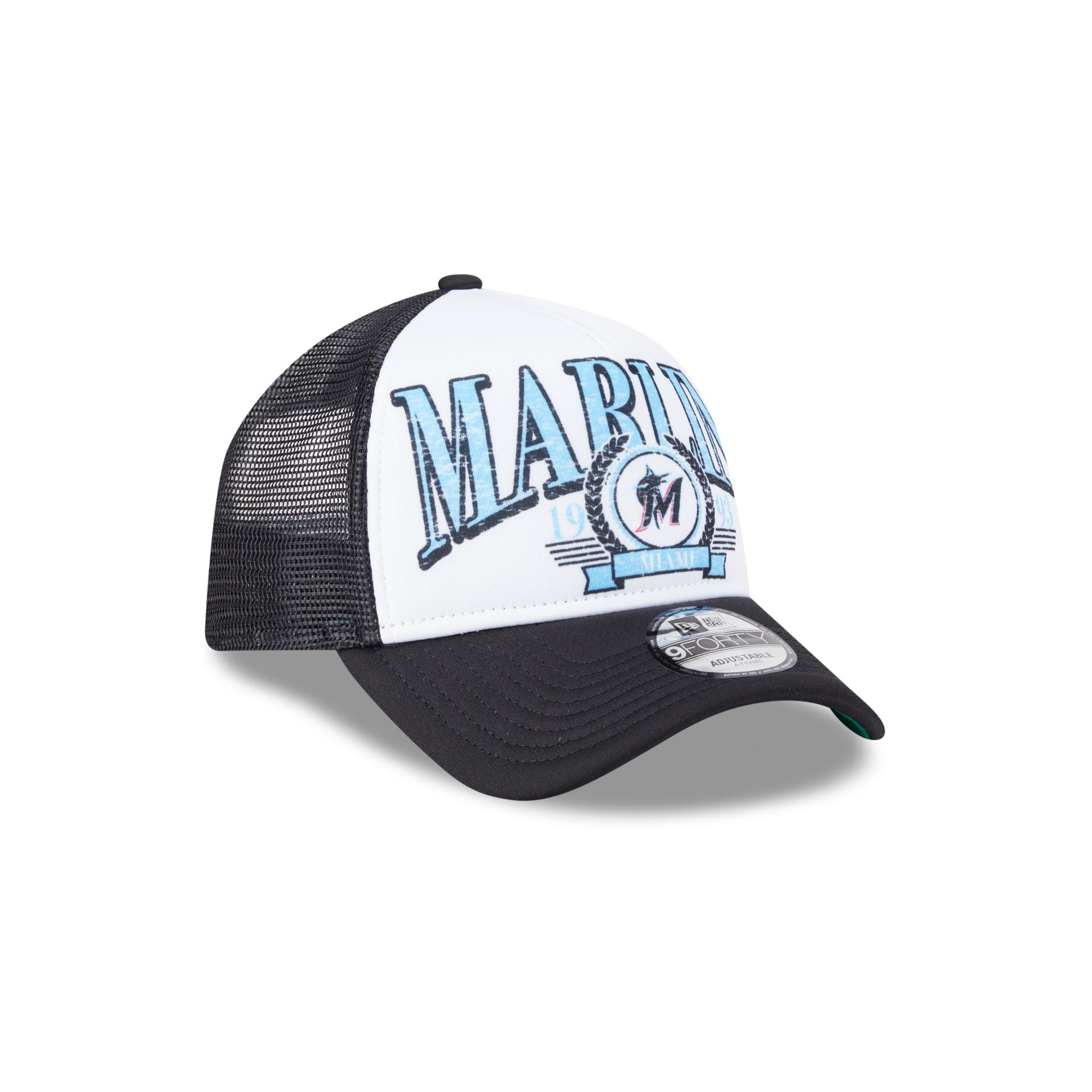 Premium Miami Marlins Distressed 9FORTY A-Frame Trucker Hat