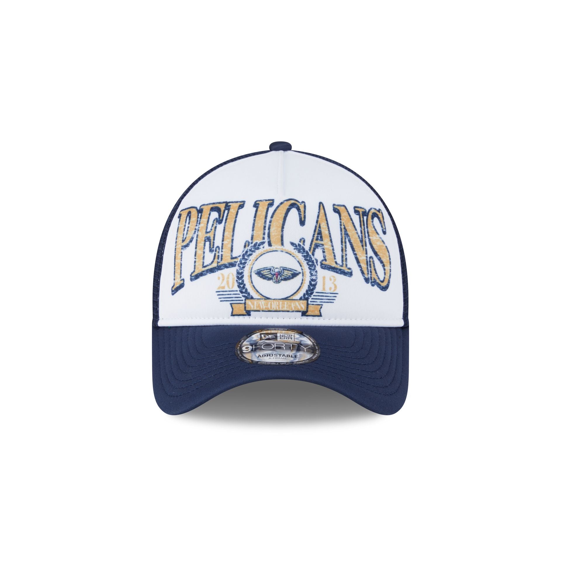 Premium New Orleans Pelicans Distressed 9FORTY A-Frame Trucker Hat