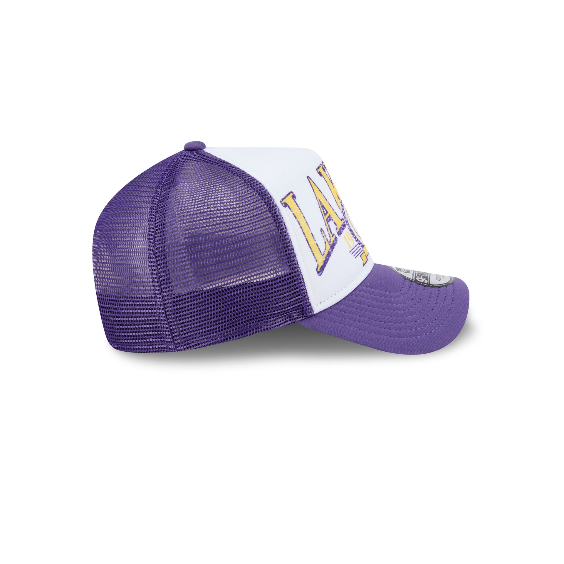Premium Los Angeles Lakers Distressed 9FORTY A-Frame Trucker Hat