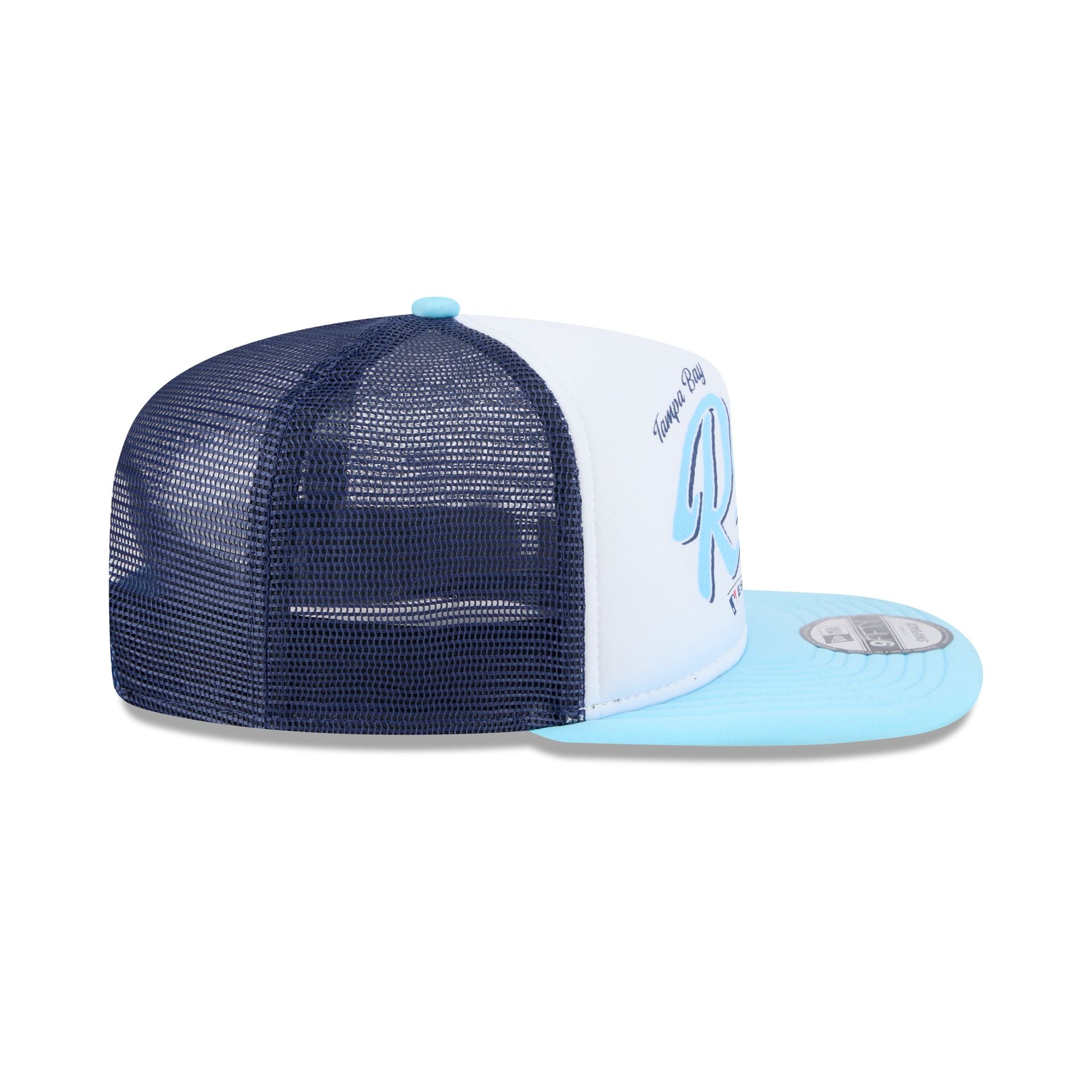 Premium Tampa Bay Rays Retro Script 9FIFTY A-Frame Trucker Hat