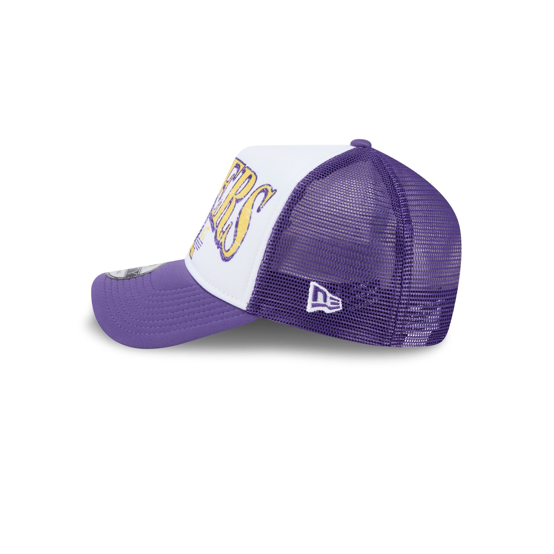 Premium Los Angeles Lakers Distressed 9FORTY A-Frame Trucker Hat