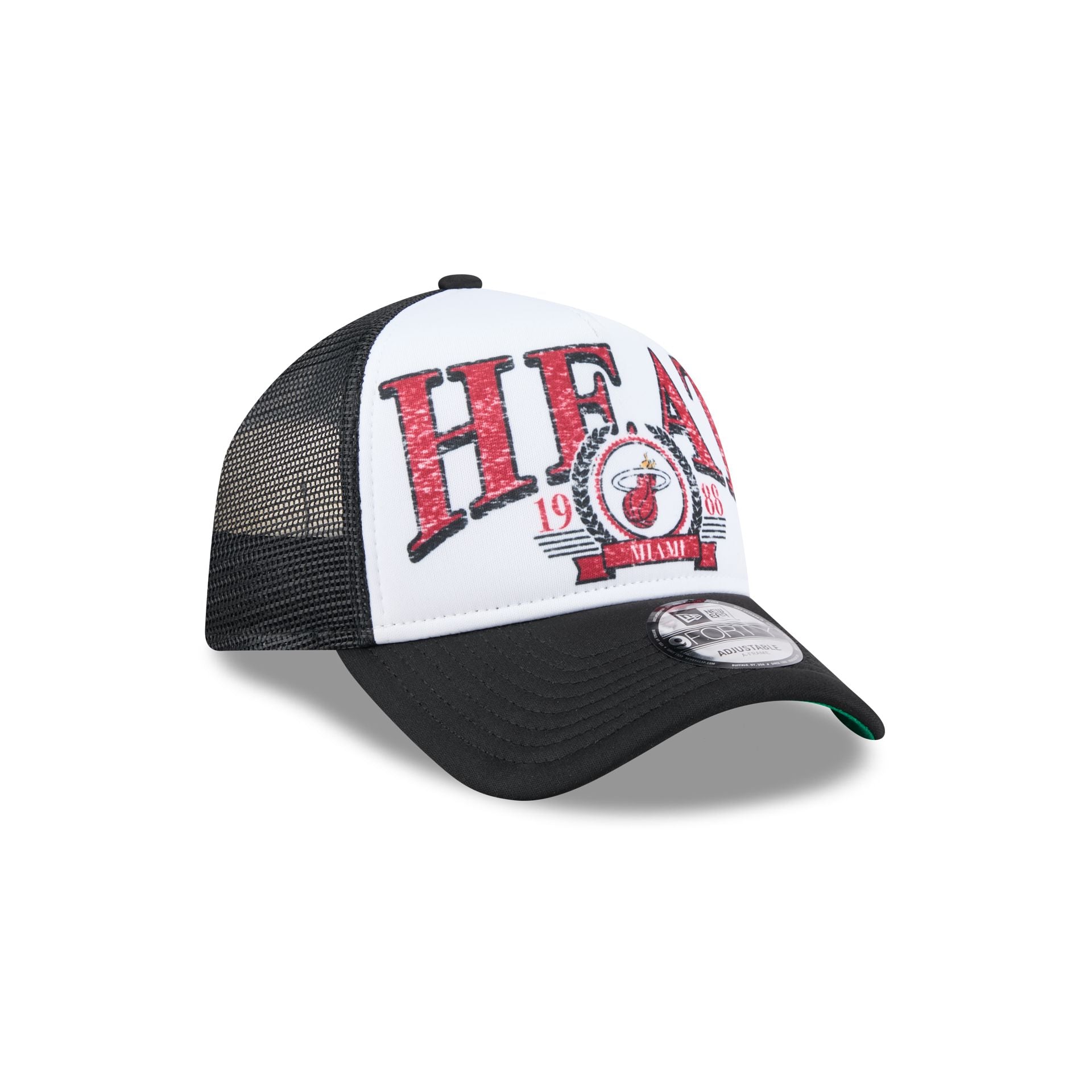 Premium Miami Heat Distressed 9FORTY A-Frame Trucker Hat