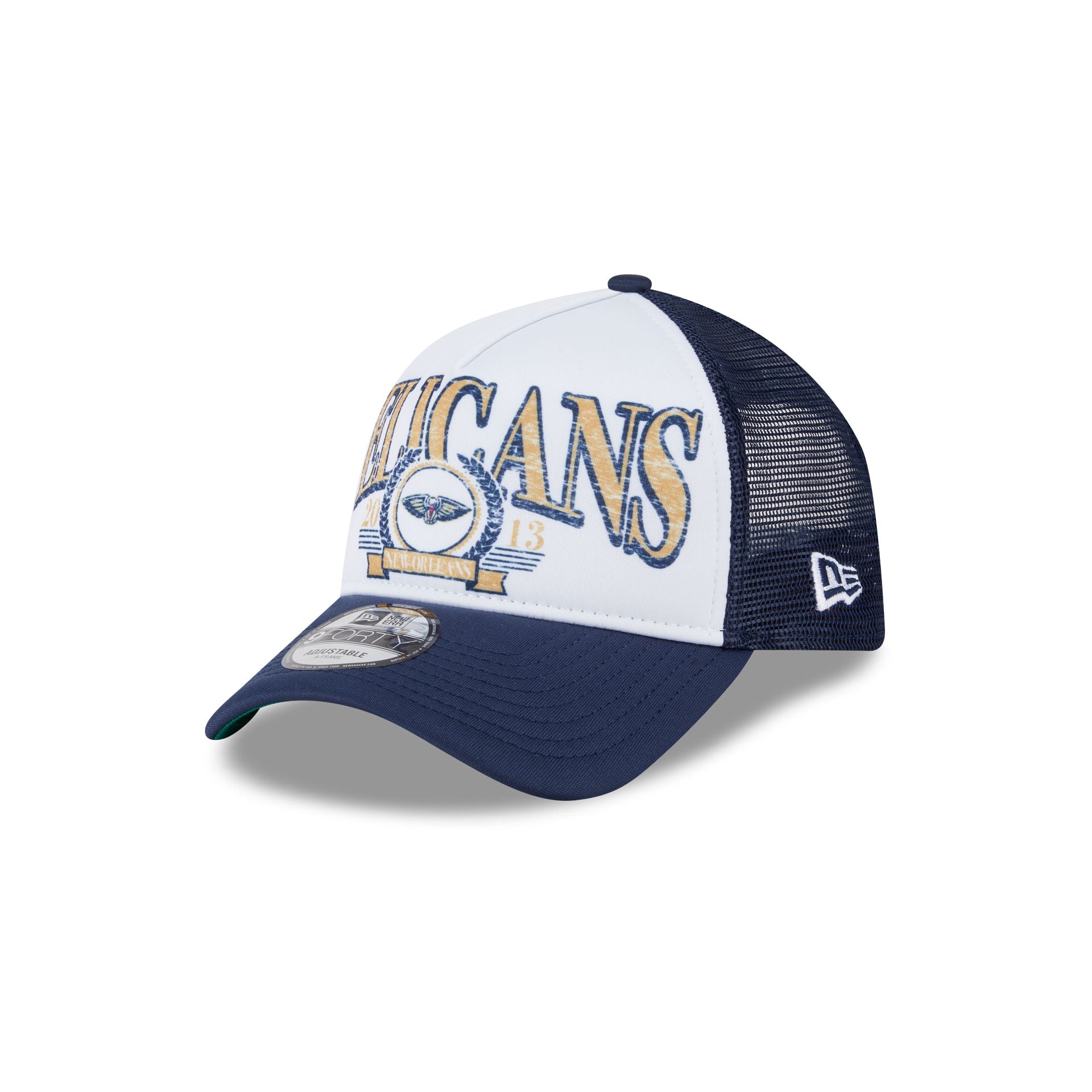 Premium New Orleans Pelicans Distressed 9FORTY A-Frame Trucker Hat