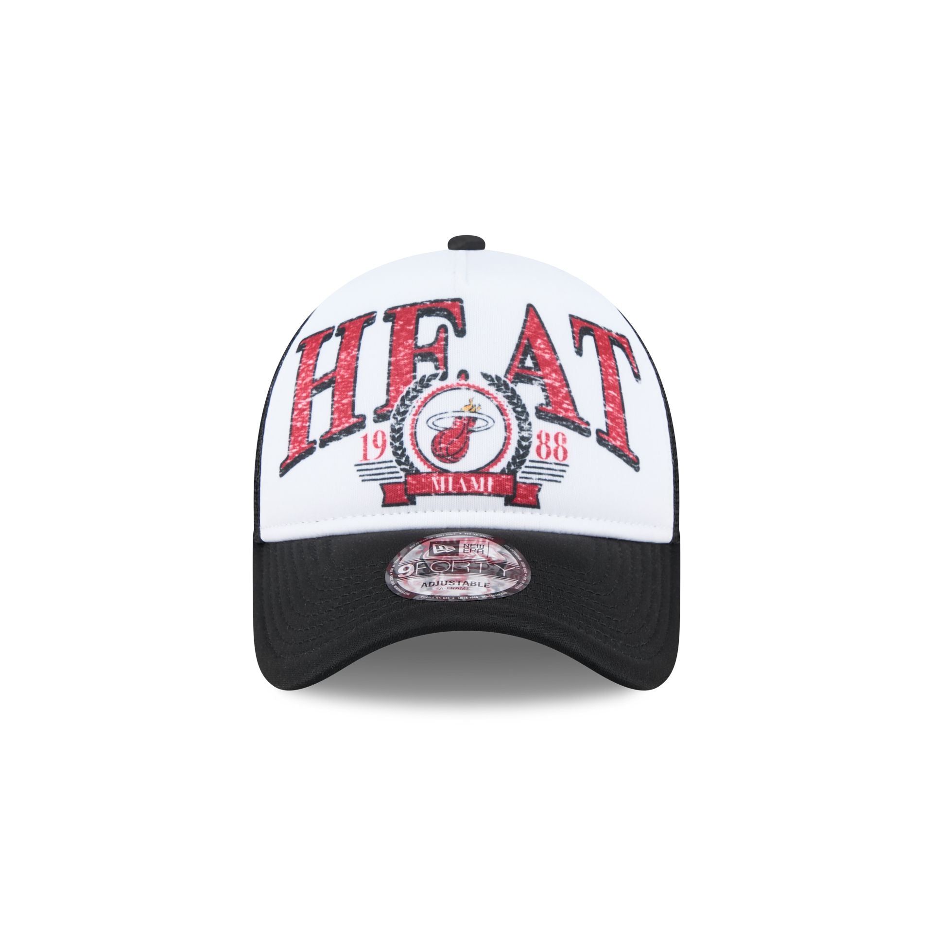 Premium Miami Heat Distressed 9FORTY A-Frame Trucker Hat