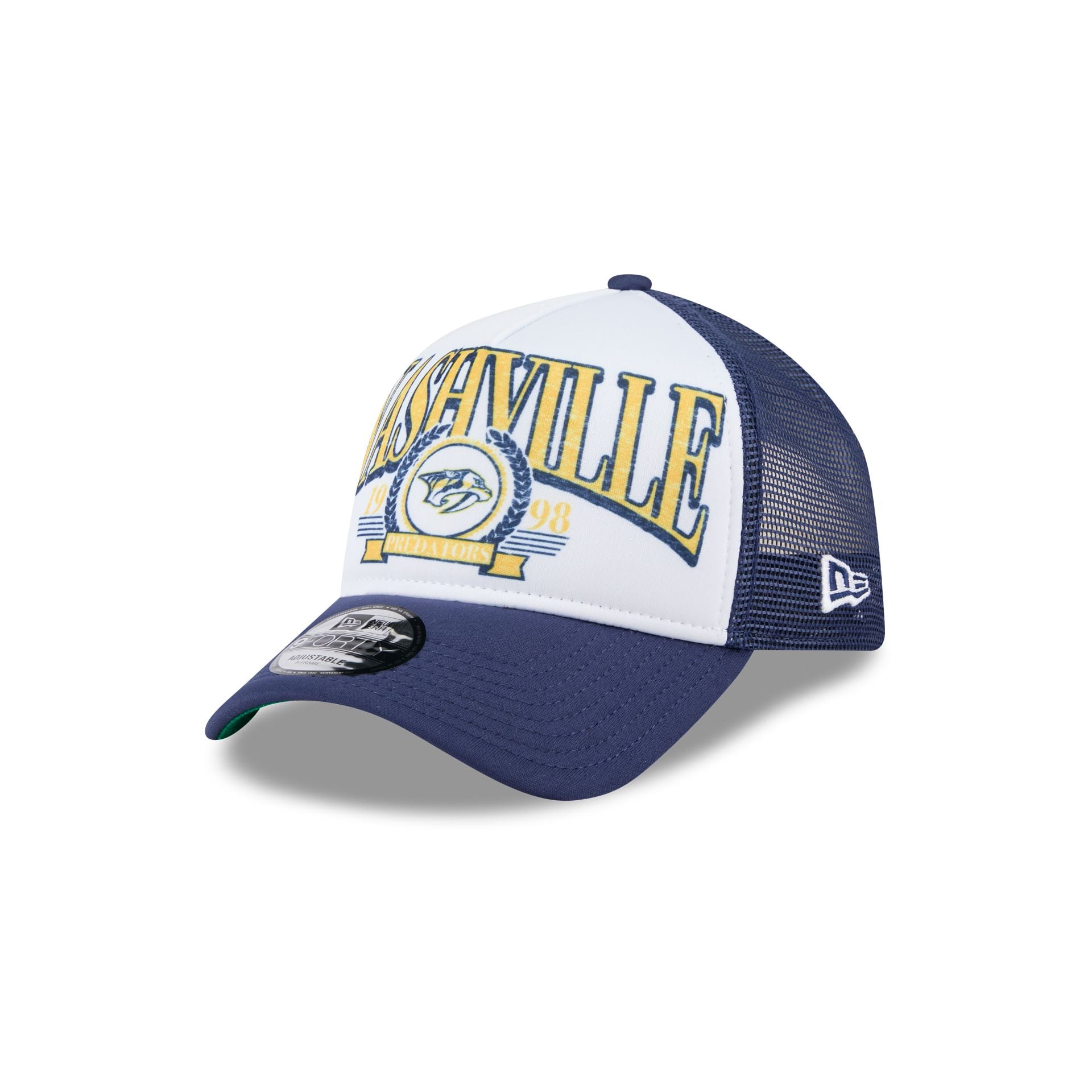 Premium Nashville Predators Distressed 9FORTY A-Frame Trucker Hat