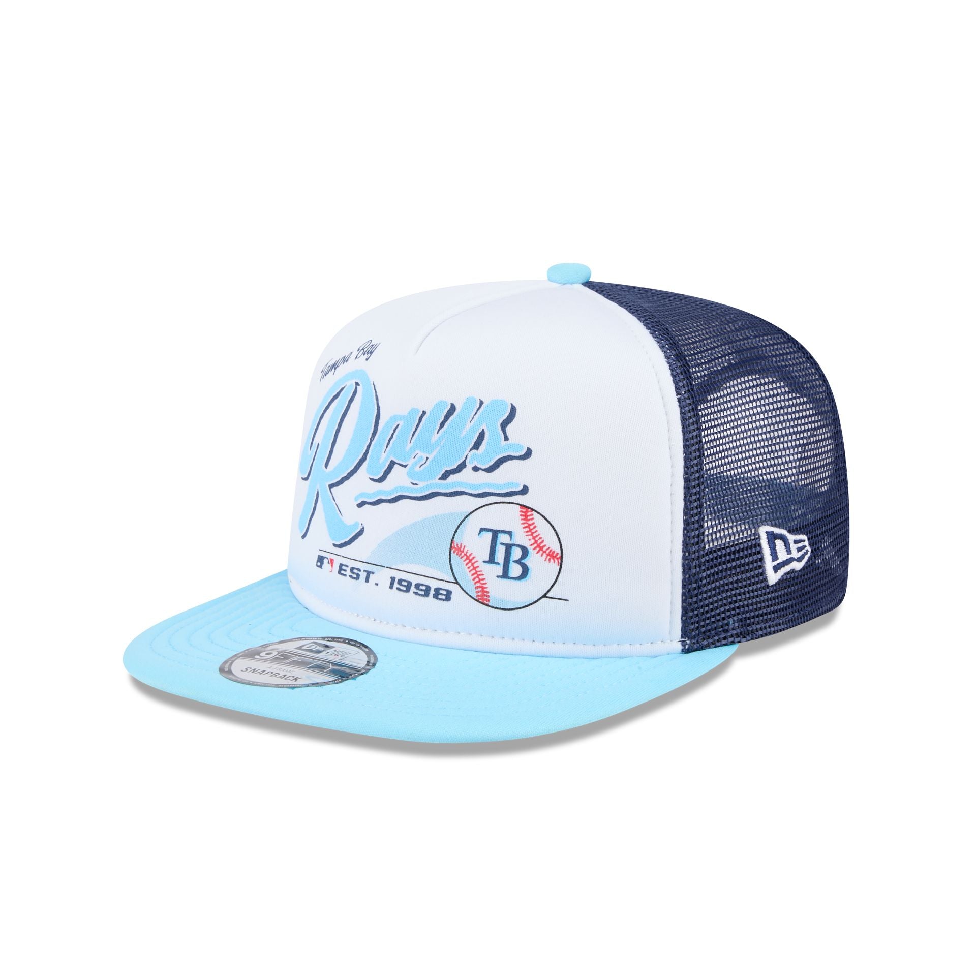 Premium Tampa Bay Rays Retro Script 9FIFTY A-Frame Trucker Hat