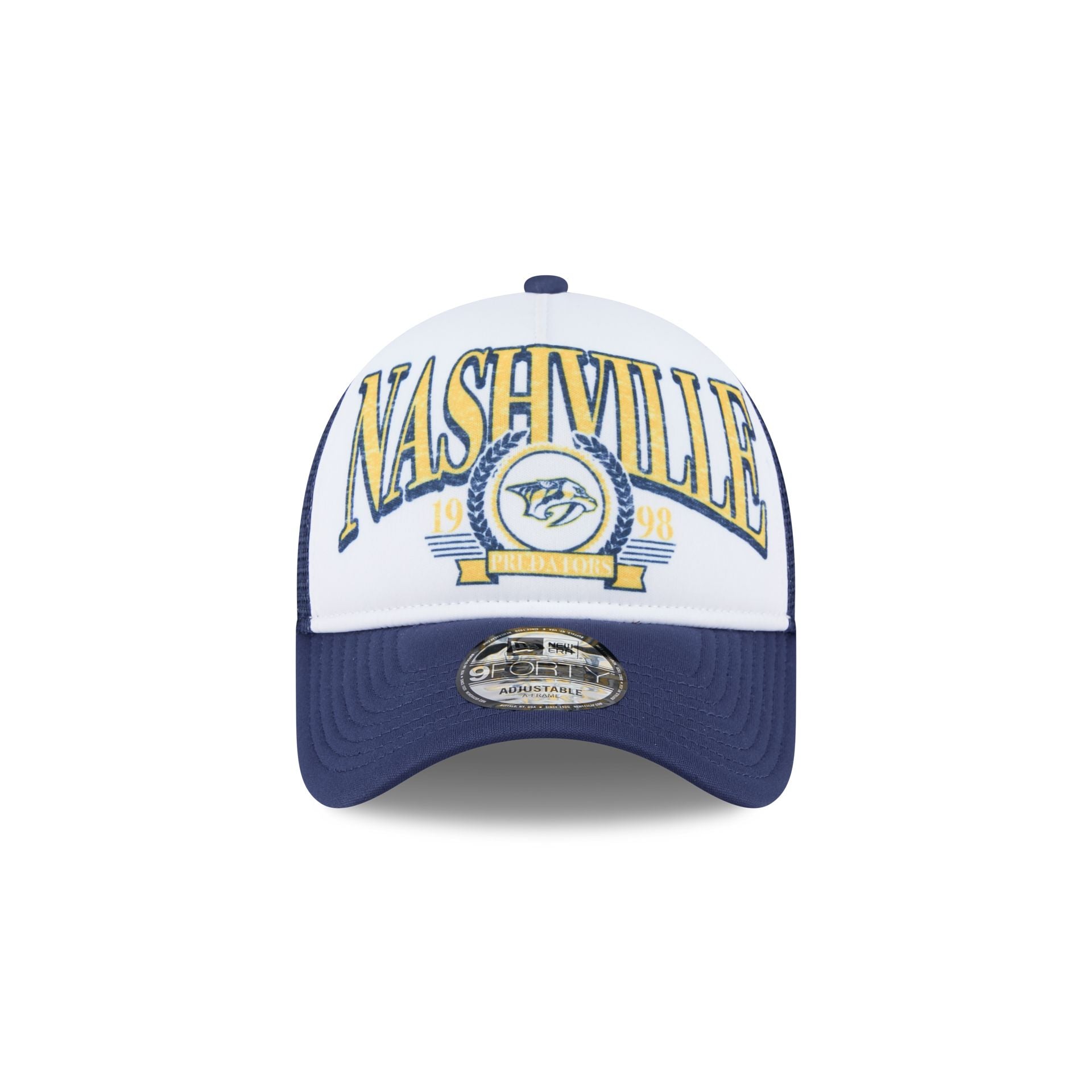 Premium Nashville Predators Distressed 9FORTY A-Frame Trucker Hat