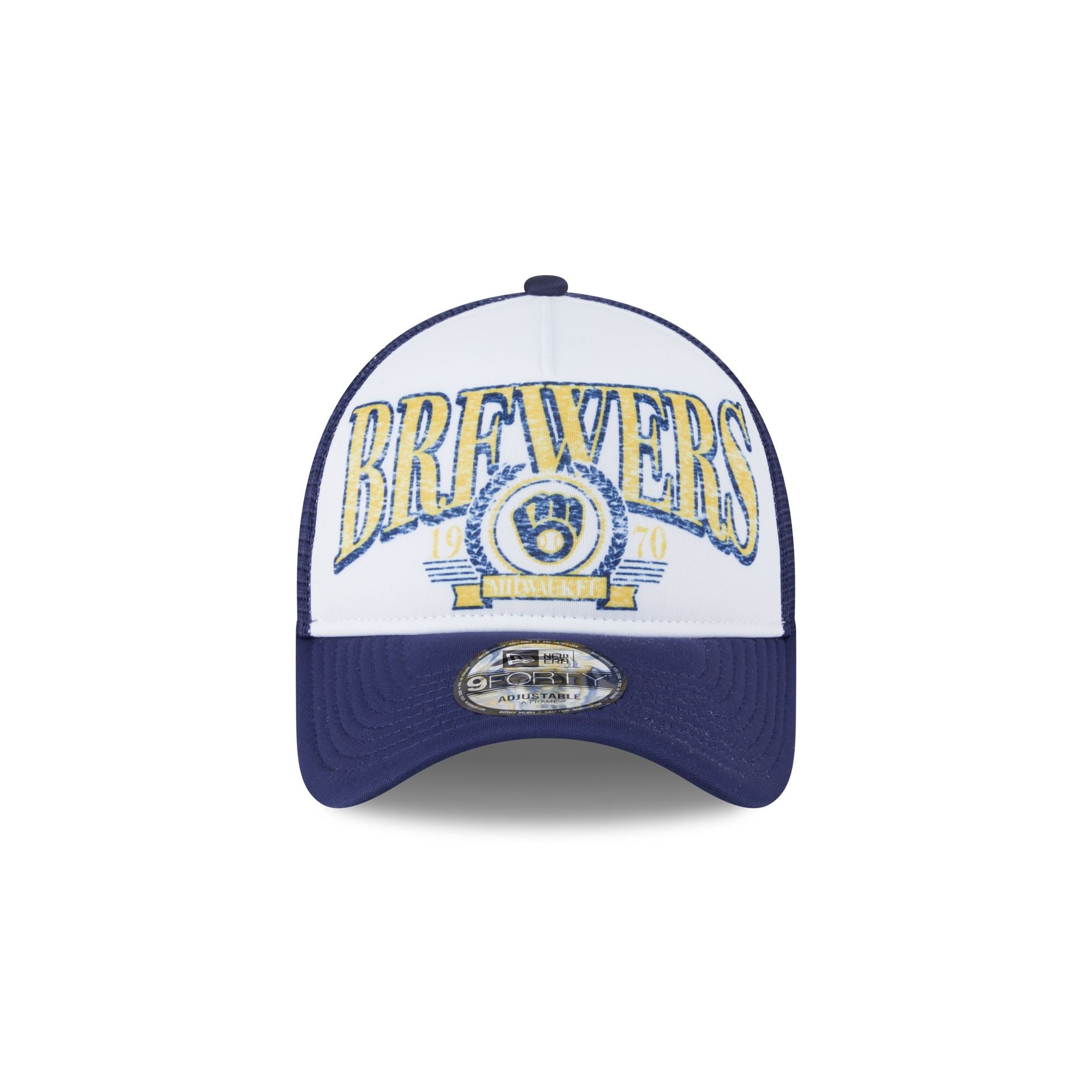 Premium Milwaukee Brewers Distressed 9FORTY A-Frame Trucker Hat
