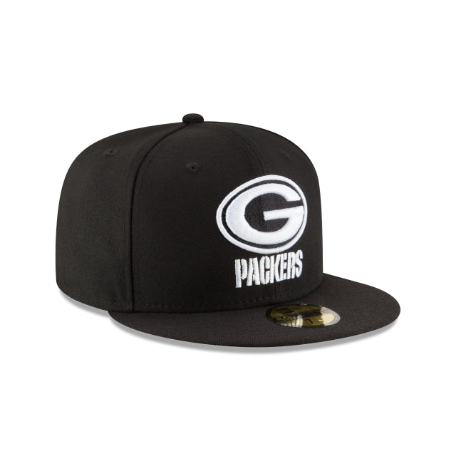 Premium Green Bay Packers Black & White 59FIFTY Fitted Hat
