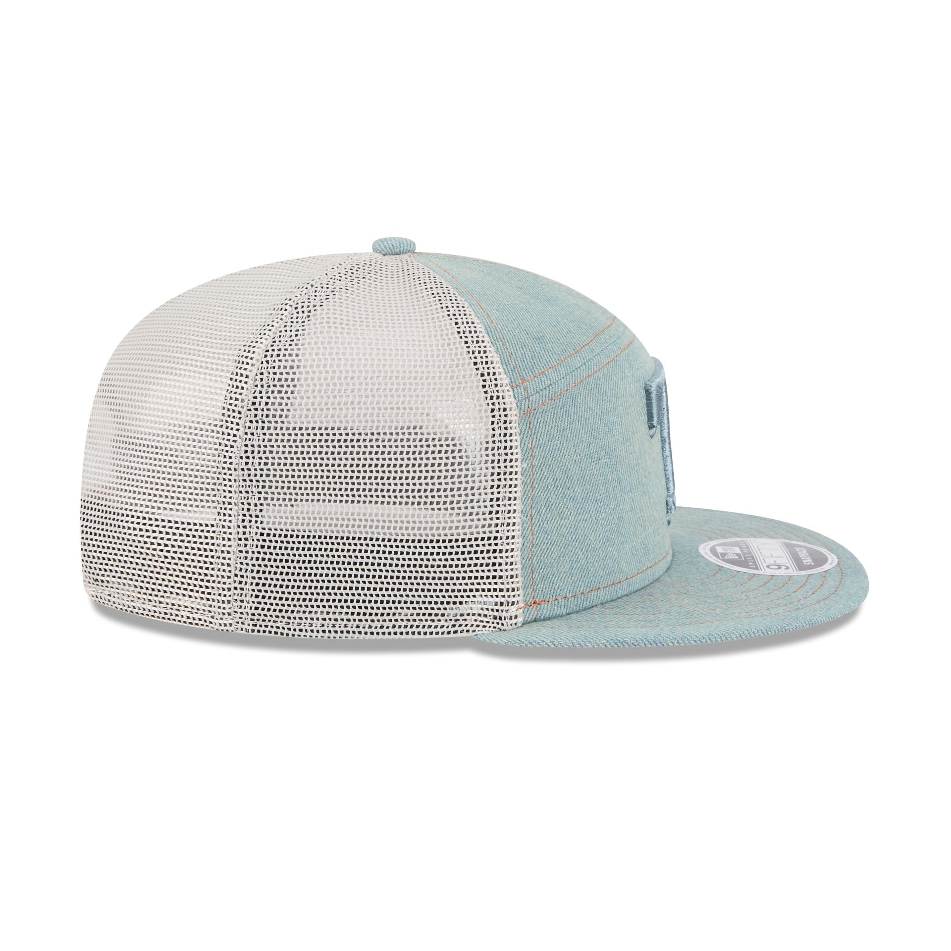 Premium Texas Rangers Denim 9FIFTY Split Panel Trucker Hat
