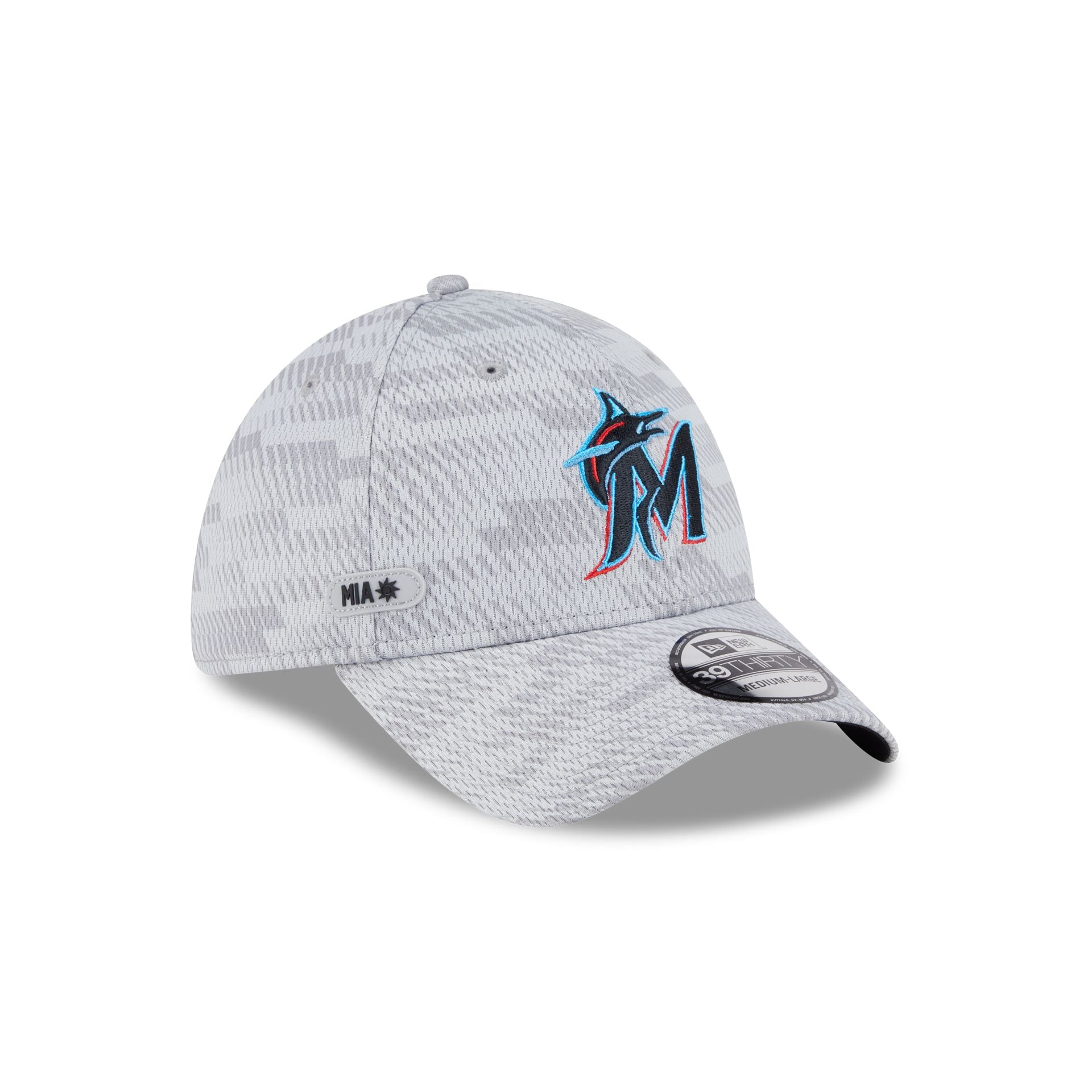 Premium Miami Marlins 2025 Clubhouse Gray 39THIRTY Stretch Fit Cap